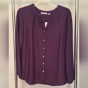 NWT NOTATIONS LONGSLEEVE PURPLE BLOUSE SIZE PL
